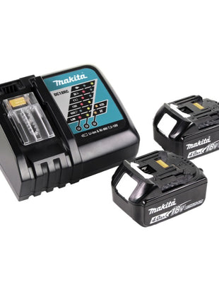 Tijera cortacésped a batería Makita DUM 604 RM 18 V + mango alargador con rodillo + 2x baterías 4,0 Ah + cargador