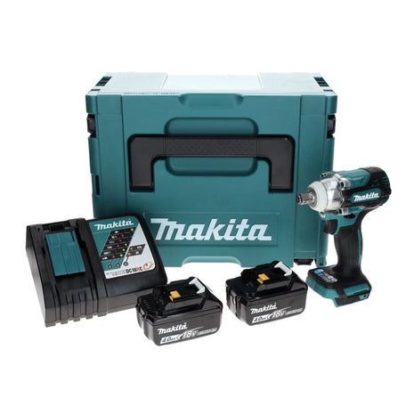 Makita DTW 300 RMJ Atornillador de impacto inalámbrico 18 V 330 Nm 1/2" sin escobillas + 2x batería 4,0 Ah + cargador + Makpac