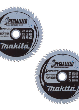 Makita CCXF16556EL EFFICUT Lame de scie circulaire pour bois et plastique - 165 x 20 x 1,45 mm, 56 dents - 2 pcs. (2x B-57320)