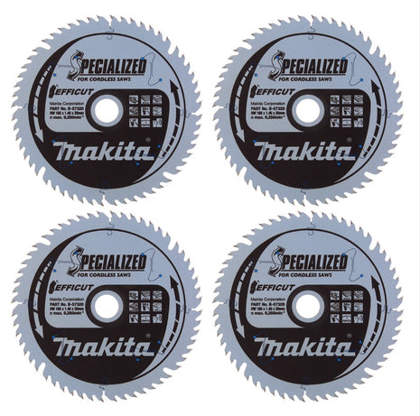 Makita CCXF16556EL Hoja de sierra SPECIALIZED EFFICUT 165 x 20 x 1,45 mm 4 piezas (4x B-57320) 56 dientes para madera, laminado y plástico