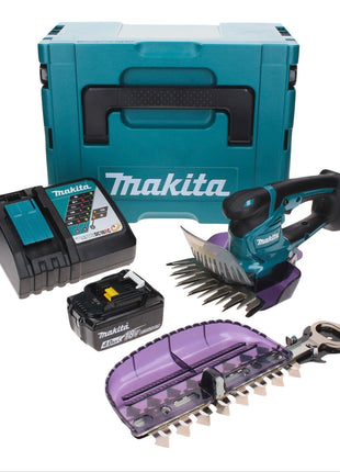 Makita DUM 604 RM1XJ Akku Grasschere 18 V mit Gras- und Strauchscherblatt + 1x Akku 4,0 Ah + Ladegerät + Makpac