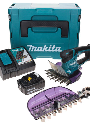 Makita DUM 604 RT1XJ Akku Grasschere 18 V mit Gras- und Strauchscherblatt + 1x Akku 5,0 Ah + Ladegerät + Makpac