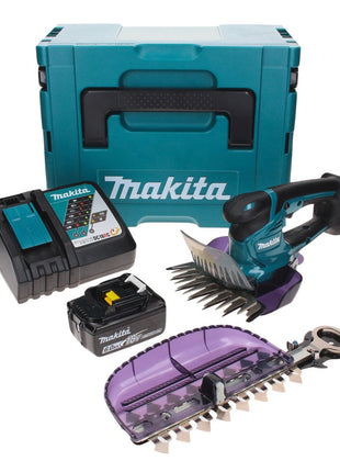 Makita DUM 604 RG1XJ Akku Grasschere 18 V mit Gras- und Strauchscherblatt + 1x Akku 6,0 Ah + Ladegerät + Makpac