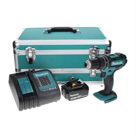 Makita DHP 482 SF1TX perceuse à percussion sans fil 18 V 62 Nm + 1 batterie 3,0 Ah + chargeur + jeu de 70 forets + coffret en aluminium TX