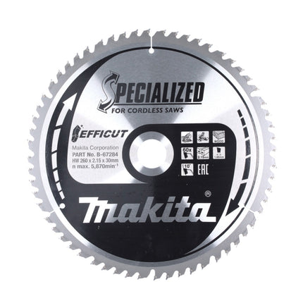 Makita CMSXF26080G SPECIALIZED EFFICUT Sägeblatt 260 x 30 x 1,65 mm ( B-67284 ) 60 Zähne für Holz