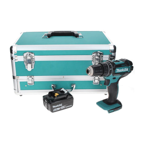 Makita DHP 482 T1TX Perceuse visseuse à percussion sans fil 18 V 62 Nm + 1x Batterie 5,0 Ah + Coffret aluminium TX + Jeu d’embouts et de forets, 70 pcs. - sans chargeur