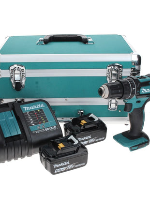 Makita DHP 482 STTX Perceuse à percussion sans fil 18 V 62 Nm + 2x Batteries + Coffret aluminium TX +  Jeu d’embouts et de forets