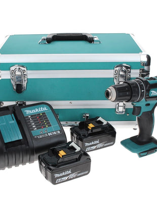 Makita DHP 482 SGTX 18 V Perceuse-visseuse à percussion sans fil 62 Nm + 2x Batteries rechargeables 6,0 Ah + Chargeur + Jeu de 70 mèches + Mallette en aluminium TX