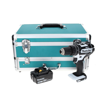 Makita DHP 482 M1TX W Trapano avvitatore con percussione a batteria 18 V 62 Nm bianco + 1x Batteria 4,0 Ah + Set 70 punte + Valigetta in alluminio TX - senza caricabatterie