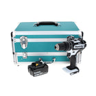 Makita DHP 482 M1TX W Perceuse visseuse à percussion sans fil 18 V 62 Nm, blanc + 1x Batterie  4,0 Ah + Coffret aluminium TX + Jeu d’embouts et de forets, 70 pcs. - sans Chargeur