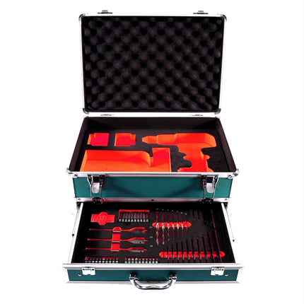 Makita DHP 482 SM1TX W Trapano avvitatore con percussione a batteria 18 V 62 Nm bianco + 1x Batteria 4,0 Ah + Caricabatterie + Set 70 punte + Valigetta in alluminio TX