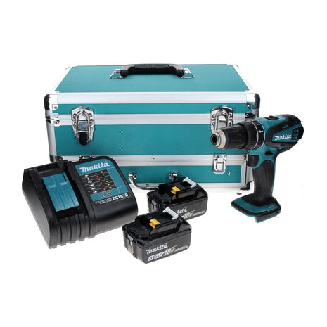 Makita DHP 456 SFTX Akku Schlagbohrschrauber 18 V 50 Nm + 2x Akku 3,0 Ah + Ladegerät + 70 tlg. Bit Bohrer Set + TX Alu Koffer