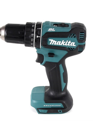 Taladro percutor inalámbrico Makita DHP 485 F1TX 18 V 50 Nm sin escobillas + 1x batería 3,0 Ah + juego de brocas de 70 piezas + maletín de aluminio TX - sin cargador