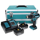 Makita DHP 485 SFTX Akku Schlagbohrschrauber 18 V 50 Nm Brushless + 2x Akku 3,0 Ah + Ladegerät + 70 tlg. Bit Bohrer Set + TX Alu Koffer
