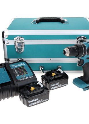 Makita DHP 485 SMTX Perceuse à percussion sans fil 18 V 50 Nm Brushless + 2x Batteries 4.0 Ah + Chargeur + 70 pcs. Jeu d’embouts et de forets + coffret aluminium TX