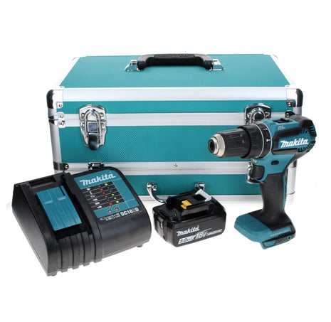 Makita DHP 485 ST1TX Trapano avvitatore con percussione a batteria 18V 50Nm + 1x Batteria 5,0 Ah + Caricabatterie + Set 70 punte + Valigetta in alluminio TX