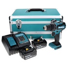 Taladro percutor a batería Makita DHP 485 STTX 18 V 50 Nm sin escobillas + 2x baterías 5,0 Ah + cargador + juego de brocas de 70 piezas + maletín de aluminio TX