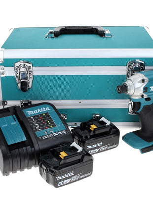 Makita DTD 156 SMTX Akku Schlagschrauber 18 V 155 Nm + 2x Akku 4,0 Ah + Ladegerät + 70 tlg. Bit Bohrer Set + TX Alu Koffer