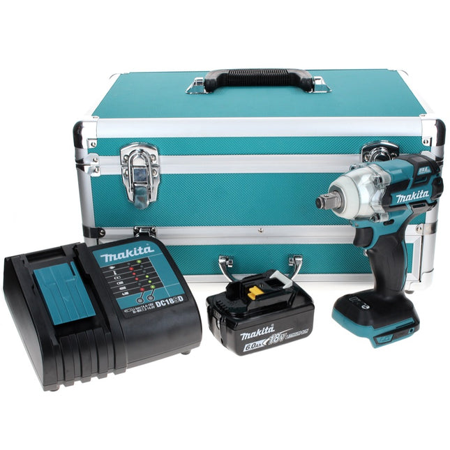 Makita DTW 285 SG1TX Akku Schlagschrauber 18 V 280 Nm 1/2" Brushless + 1x Akku 6,0 Ah + Ladegerät + 70 tlg. Bit Bohrer Set + TX Alu Koffer