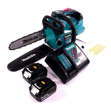 Makita DUC 256 RG Tronçonneuse à chaîne sans fil 36 V ( 2x 18 V ) Brushless 25 cm + 2x batterie 6,0 Ah + chargeur