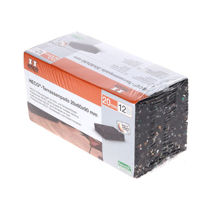 HECO almohadillas para terraza goma antideslizante 20 mm 12 piezas (49772)