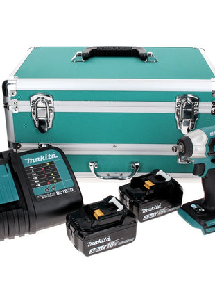 Makita DTW 180 SFTX Akku Schlagschrauber 18 V 180 Nm 3/8" Brushless + 2x Akku 3,0 Ah + Ladegerät + 70 tlg. Bit Bohrer Set + TX Alu Koffer