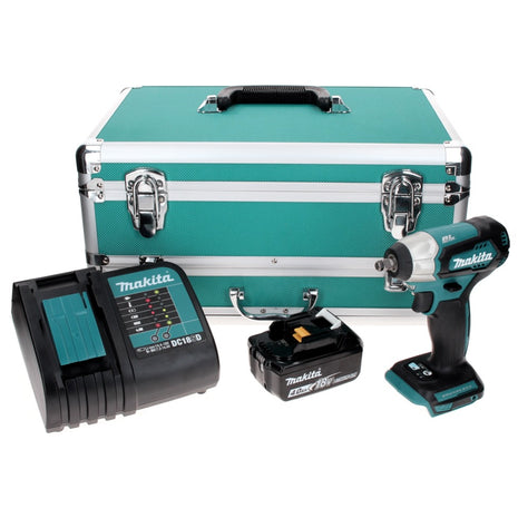 Makita DTW 180 SM1TX llave de impacto a batería 18 V 180 Nm 3/8" sin escobillas + 1x batería 4,0 Ah + cargador + juego de brocas de 70 piezas + maletín de aluminio TX