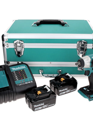 Makita DTW 180 SMTX Visseuse à chocs sans fil 18 V 180 Nm 3/8" Brushless + 2x Batteries 4.0 Ah + Chargeur + Jeu de mèches 70 pièces + Mallette TX