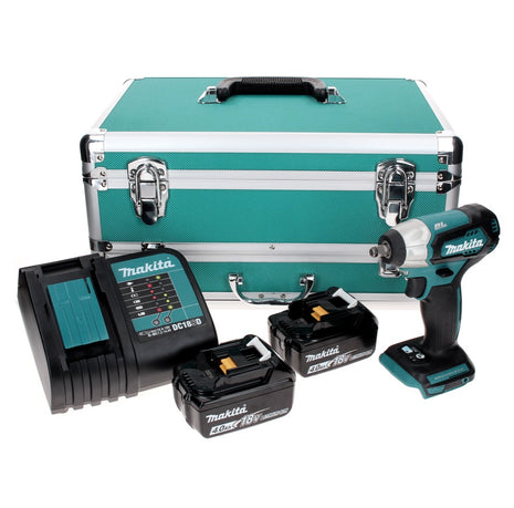 Makita DTW 180 SMTX Akku Schlagschrauber 18 V 180 Nm 3/8" Brushless + 2x Akku 4,0 Ah + Ladegerät + 70 tlg. Bit Bohrer Set + TX Alu Koffer