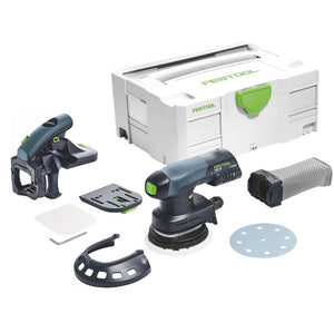 Festool ETSC 125 Li-Basic Akku Exzenterschleifer 18 V 125 mm Brushless + AH-ES-ETS/ETSC Ansetzhilfe 43 - 92° Winkel + Systainer - ohne Akku, ohne Ladegerät