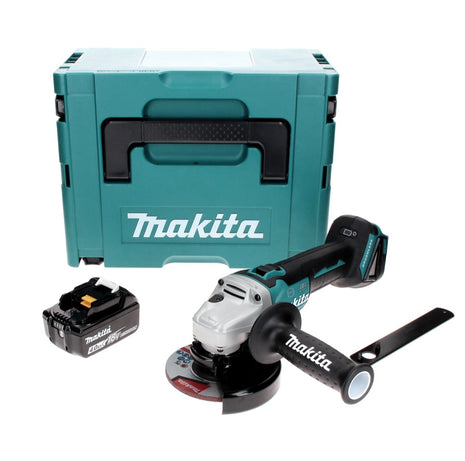 Makita DGA 506 M1J Smerigliatrice angolare a batteria 18V 125mm Brushless + 1x Batteria 4,0 Ah + Valigetta Makpac - senza caricatore