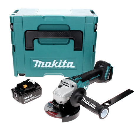 Amoladora angular a batería Makita DGA 506 T1J 18 V 125 mm sin escobillas + 1x batería 5,0 Ah + Makpac - sin cargador