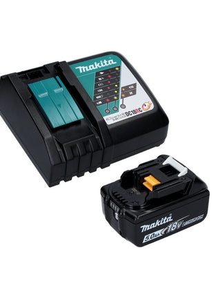 Amoladora angular a batería Makita DGA 506 RT1J 18 V 125 mm sin escobillas + 1x batería 5,0 Ah + cargador + Makpac