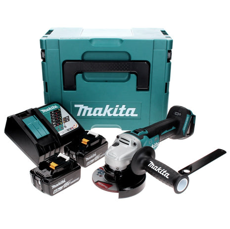 Smerigliatrice angolare a batteria Makita DGA 506 RGJ 18 V 125 mm brushless + 2x batteria ricaricabile 6,0 Ah + caricabatterie + Makpac