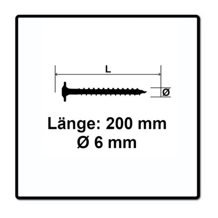 SPAX HI.FORCE Tellerkopf Schraube 6,0 x 200 mm 50 Stk. ( 0251010602005 ) Torx T-Star Plus T30 Teilgewinde Wirox 4Cut