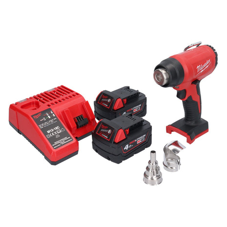 Soplador de aire caliente a batería Milwaukee M18 BHG-402 18 V 470 °C + 2x baterías 4,0 Ah + cargador