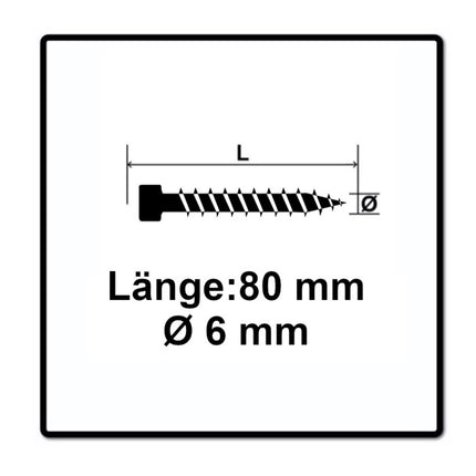 Tornillo SPAX IN.FORCE 6,0 x 80 mm 200 piezas (1211010600805) Torx T-STAR Plus T30 culata totalmente roscada Broca WIROX 4CUT