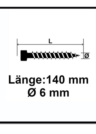 Tornillo SPAX IN.FORCE 6,0 x 140 mm 100 piezas (1211010601405) Torx T-STAR Plus T30 culata totalmente roscada Broca WIROX 4CUT