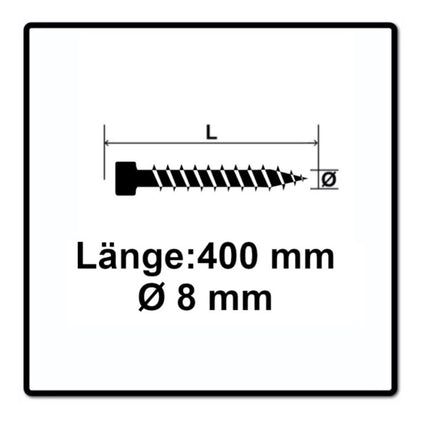 SPAX IN.FORCE Schraube 8,0 x 400 mm 50 Stk. Torx T-STAR Plus T40 ( 1221010804005 ) Vollgewinde Zylinderkopf WIROX CUT Bohrspitze