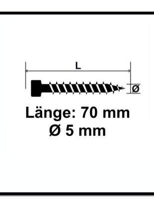 SPAX Vis de terrasse 5,0 x 70 mm acier inoxydable A2 - 250 pcs. (0537000500705) Filetage de fixation culasse Torx T-STAR Plus T25 Cut