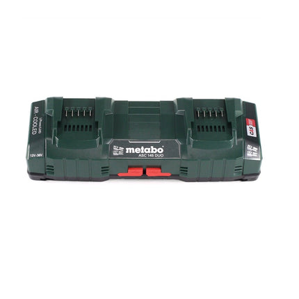 Set di batterie Metabo 18V: 2 batterie LIHD da 10,0Ah + caricabatterie doppio ASC 145 DUO - Sistema CAS
