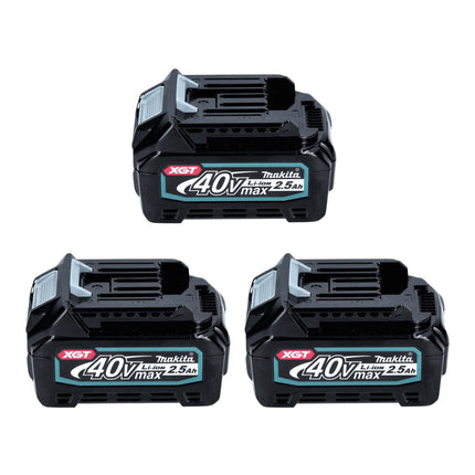 Kit di alimentazione Makita 40 V max. con 3 batterie BL 4025 2,5 Ah XGT ( 3 volte 191B36-3 ) + caricatore rapido DC 40 RA XGT LXT ( 191E07-8 )