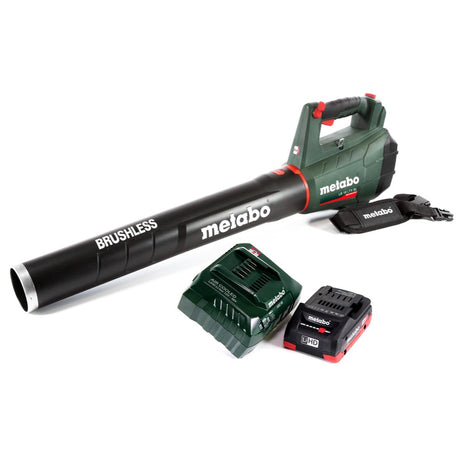 Soplador de hojas a batería Metabo LB 18 LTX BL 18 V sin escobillas + 1x batería 4,0 Ah + cargador