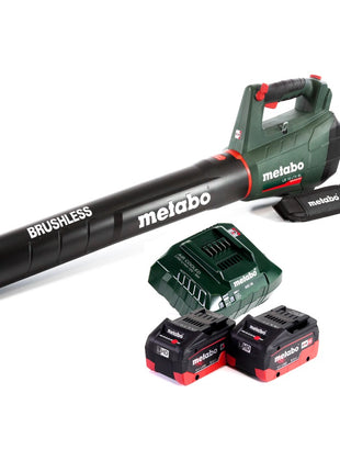 Soplador de hojas a batería Metabo LB 18 LTX BL 18 V sin escobillas + 2 baterías 8,0 Ah + cargador