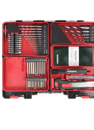 Metabo PowerMaxx BS Basic Set Akku Bohrschrauber 10,8 V 34 Nm + 2x Akku 2,0 Ah + Ladegerät + 64 tlg. Bit Bohrer Set + Koffer ( 600080880 )