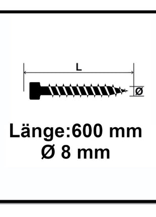 SPAX IN.FORCE Schraube 8,0 x 600 mm 50 Stk. ( 2x 1221010806005 ) Torx T-STAR Plus T40 Vollgewinde Zylinderkopf WIROX CUT Bohrspitze