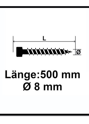 SPAX IN.FORCE Schraube 8,0 x 500 mm 50 Stk. ( 2x 1221010805005 ) Torx T-STAR Plus T40 Vollgewinde Zylinderkopf WIROX CUT Bohrspitze