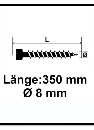 SPAX IN.FORCE Schraube 8,0 x 350 mm 100 Stk. ( 2x 1221010803505 ) Torx T-STAR Plus T40 Vollgewinde Zylinderkopf WIROX CUT Bohrspitze