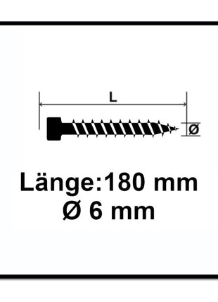 Tornillo SPAX IN.FORCE 6,0 x 180 mm 500 piezas (5x 1211010601805) Torx T-STAR Plus T30 culata totalmente roscada Broca WIROX 4CUT