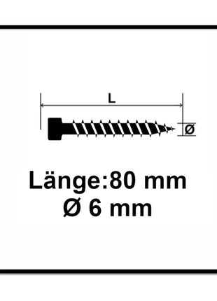 Tornillo SPAX IN.FORCE 6,0 x 80 mm 1000 piezas (5x 1211010600805) Torx T-STAR Plus T30 culata totalmente roscada Broca WIROX 4CUT